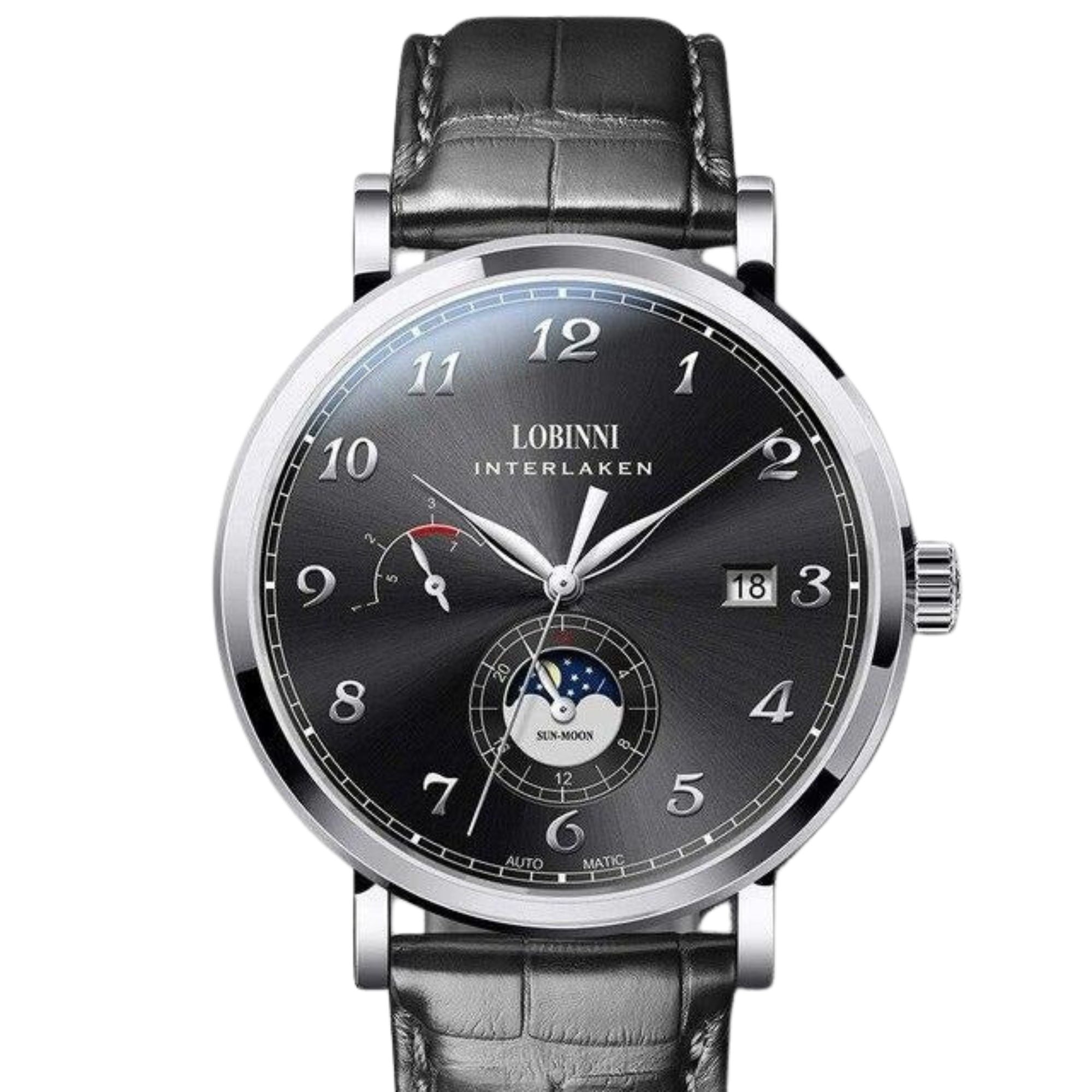LOBINNI Stainless Steel Automatic Men Wristwatch Moon Phase Date Men Mechanical Watches Sapphire Glass Waterproof Watches - 686009