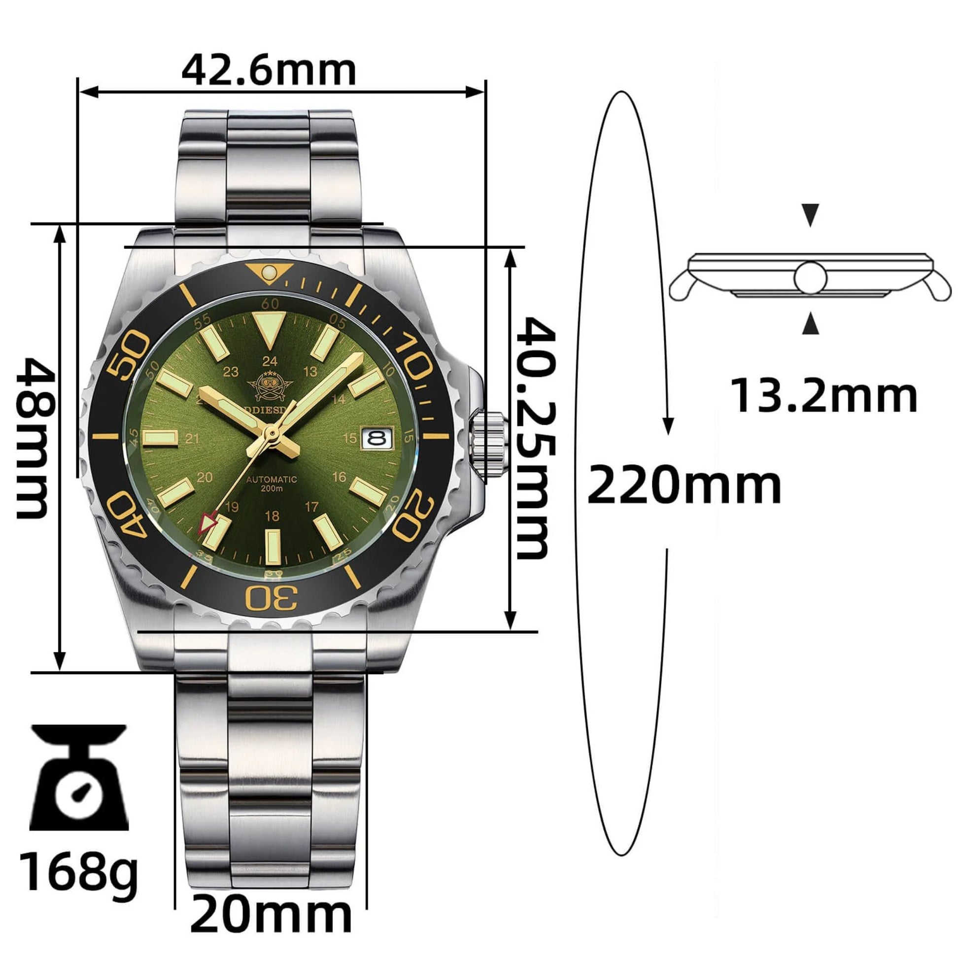 ADDIESDIVE Retro Baton Hand Sub NH35 Dive Watch AD2086