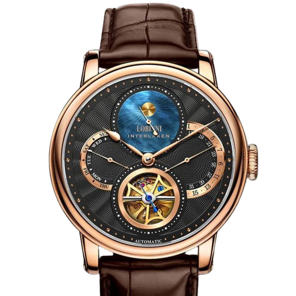 Lobinni skeleton mechanical watch luxury brand wristwatches automatic mechanical watch wrist for men - 16015