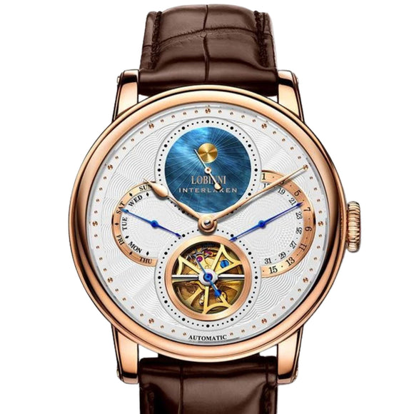 Lobinni skeleton mechanical watch luxury brand wristwatches automatic mechanical watch wrist for men - 16015