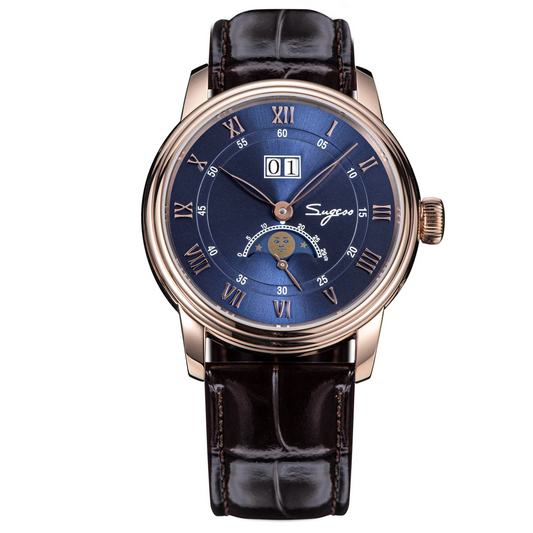 Sugess MoonPhase Master 437 Moon Phase Automatic Rose Gold - Deep Blue Dial