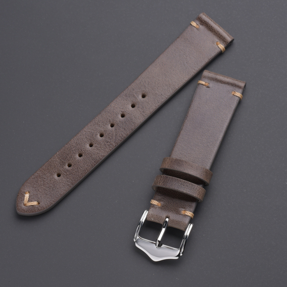 Genuine Leather Watch Strap Watchband Accessories 20mm - Oil Dark Brown watch leather strap band india online dream watches