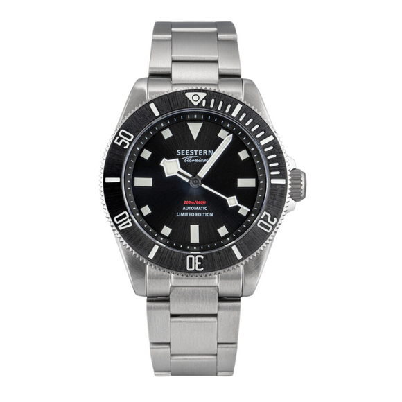 SEESTERN S430 Titanium Diver Watch for Men Automatic Mechanical Wristwatch NH38 Movement Sapphire Glass 20ATM Waterproof Luminous New - Black