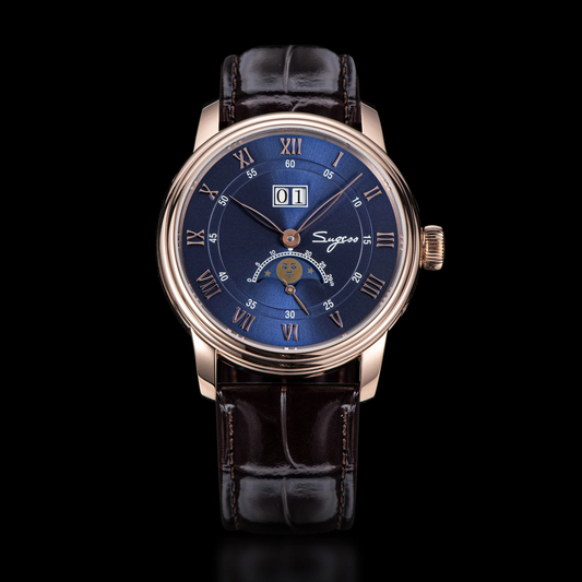 Sugess MoonPhase Master 437 Moon Phase Automatic Rose Gold - Deep Blue Dial