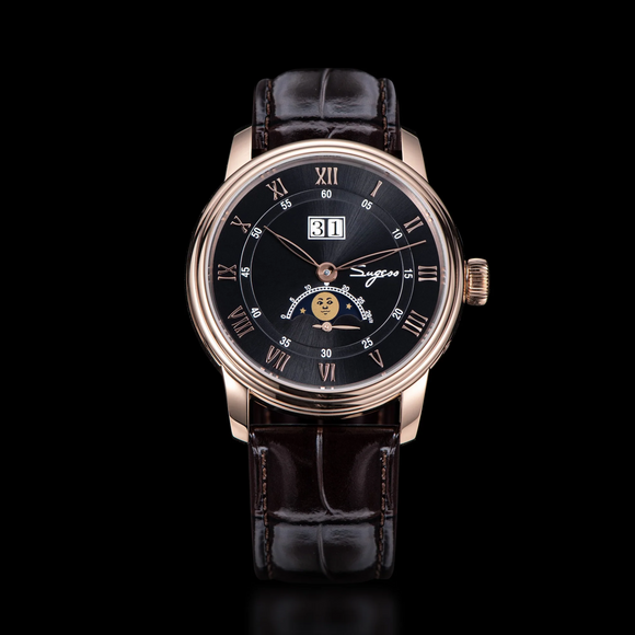 Sugess MoonPhase Master 437 Moon Phase Automatic Rose Gold - Black Dial