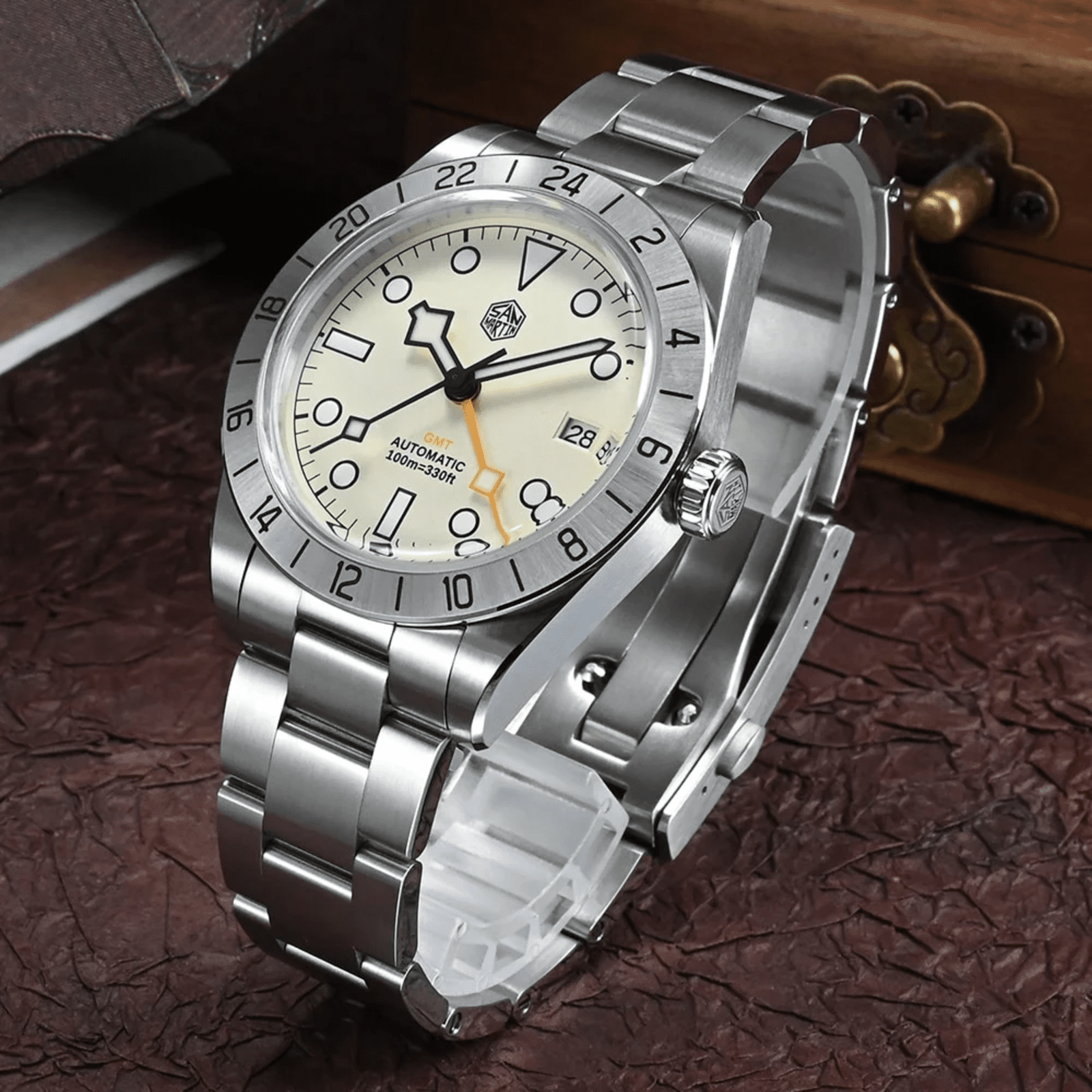 San Martin NH34 39mm BB GMT Watch SN0054GB - White Dial san martin watches india online