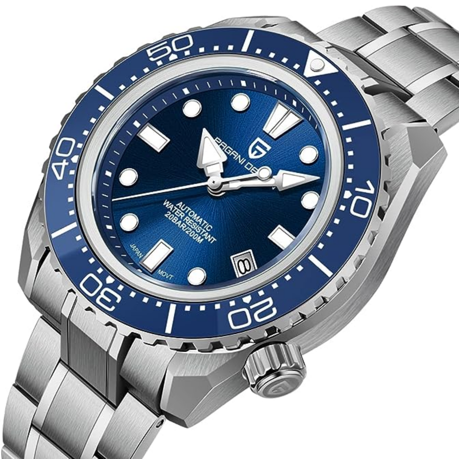 Pagani Design 1680 Men's Automatic Watches Japan NH35 Movement Stainless Steel Band 200M Waterproof Sport Watch