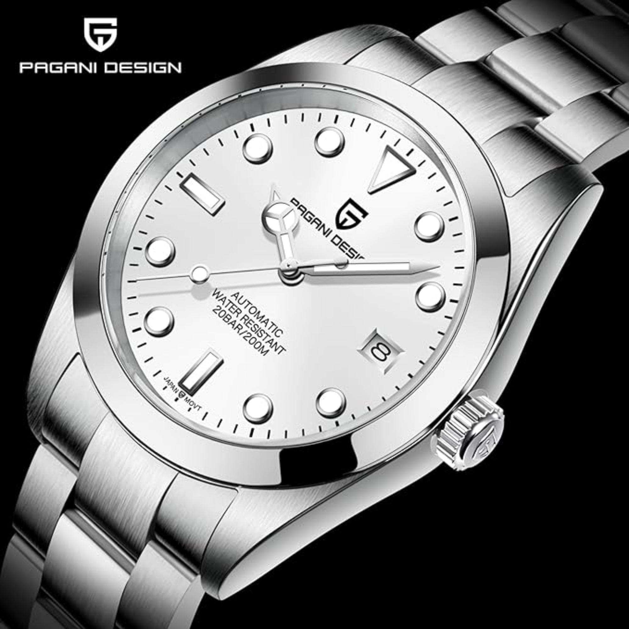 Pagani Design PD-1692 39.7 MM (Japan NH35 Automatic Movement) Mechanical Watch Stainless Steel Watch - New Explorer - White Dial