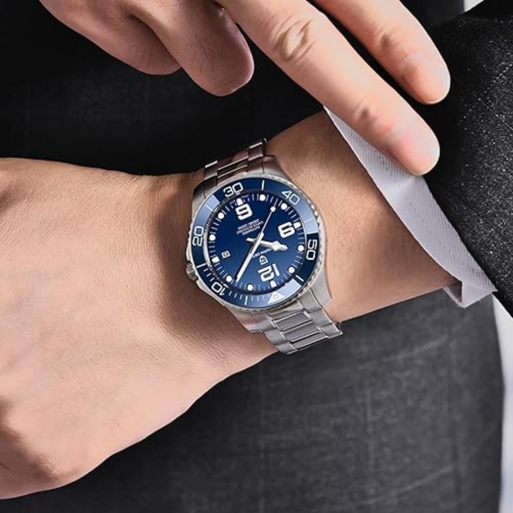Pagani Design Men's Analogue Japanese Automatic Self-Wind Mechanical Watch with Stainless Steel Bracelet PD1702 - Blue Dial