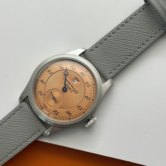NEW Pierre Paulin Jumping Hour Automatic Seagull St17 mechanical watch steel watch Vintage Date Window - Salmon watch dream-watches.com india