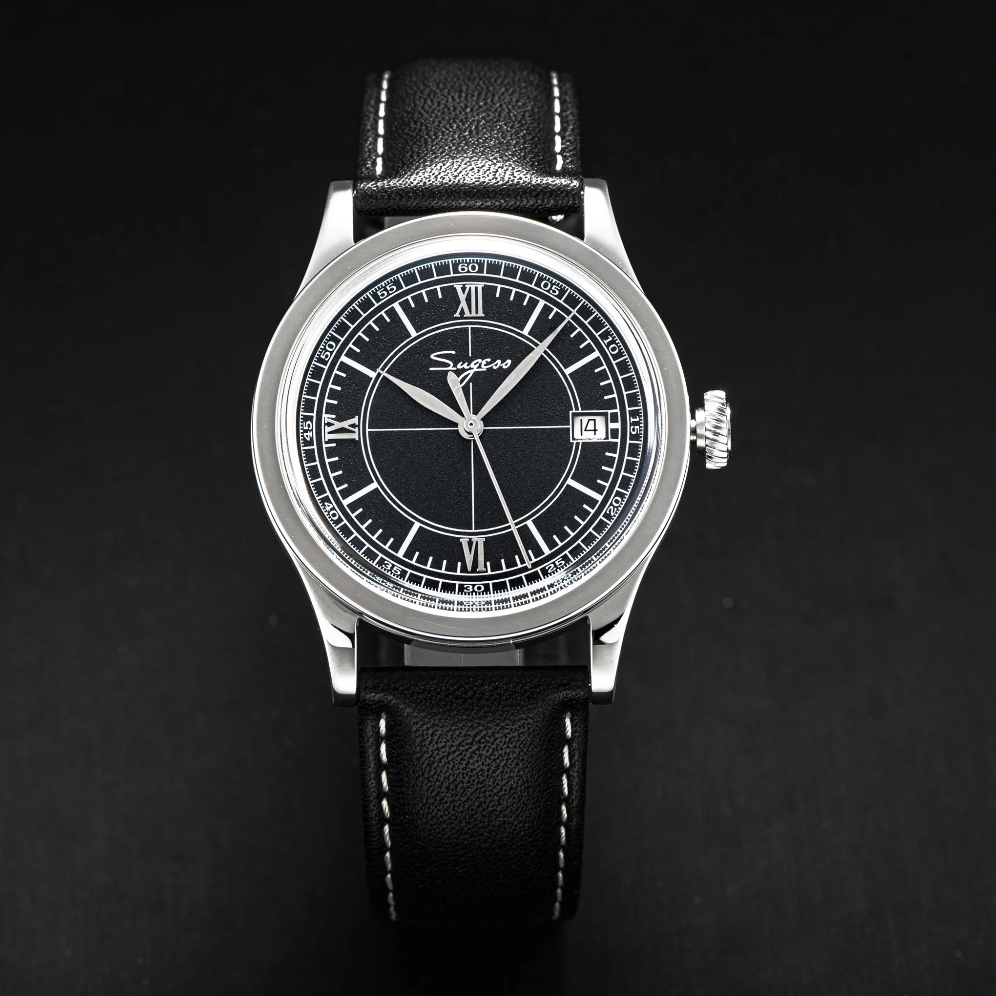 Sugess Heritage S411-3B Seagull 2130 Movement Stainless Steel Case Deep Black Dial SU4113BBK watch dream-watches.com india