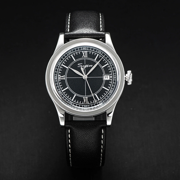 Sugess Heritage S411-3B Seagull 2130 Movement Stainless Steel Case Deep Black Dial SU4113BBK watch dream-watches.com india