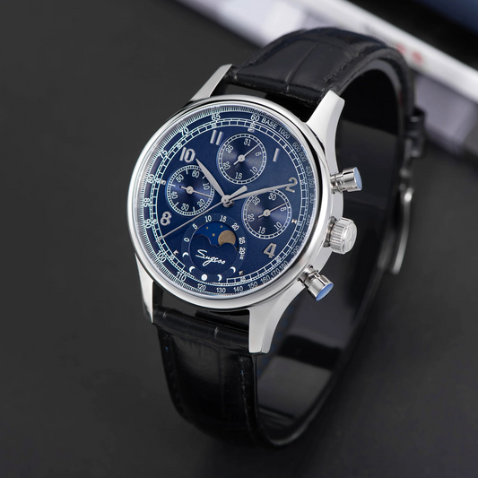 Sugess MoonPhase Master 389-2 Deep Blue Swan Neck Regulator