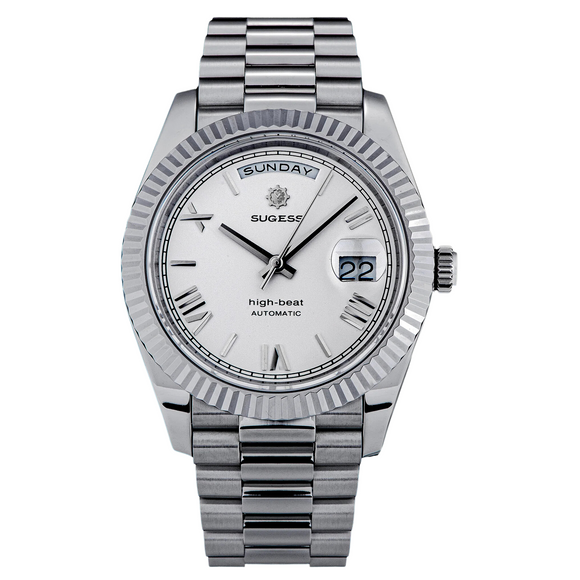 Sugess Heritage 433 DD Date and Day Display Stainless-Steel - White Dial