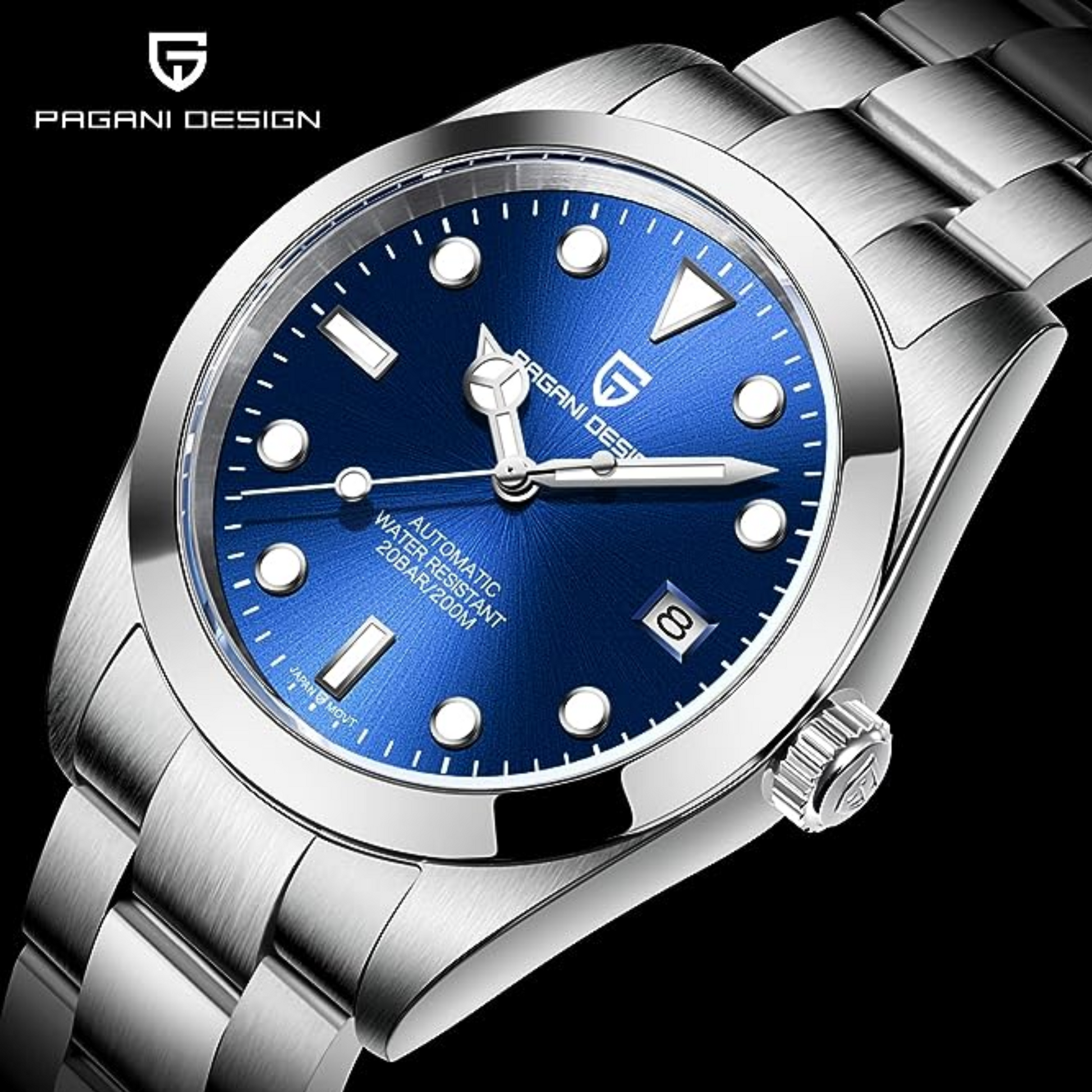 Pagani Design PD-1692 39.7 MM (Japan NH35 Automatic Movement) Mechanical Watch Stainless Steel Watch - New Explorer - Blue Dial