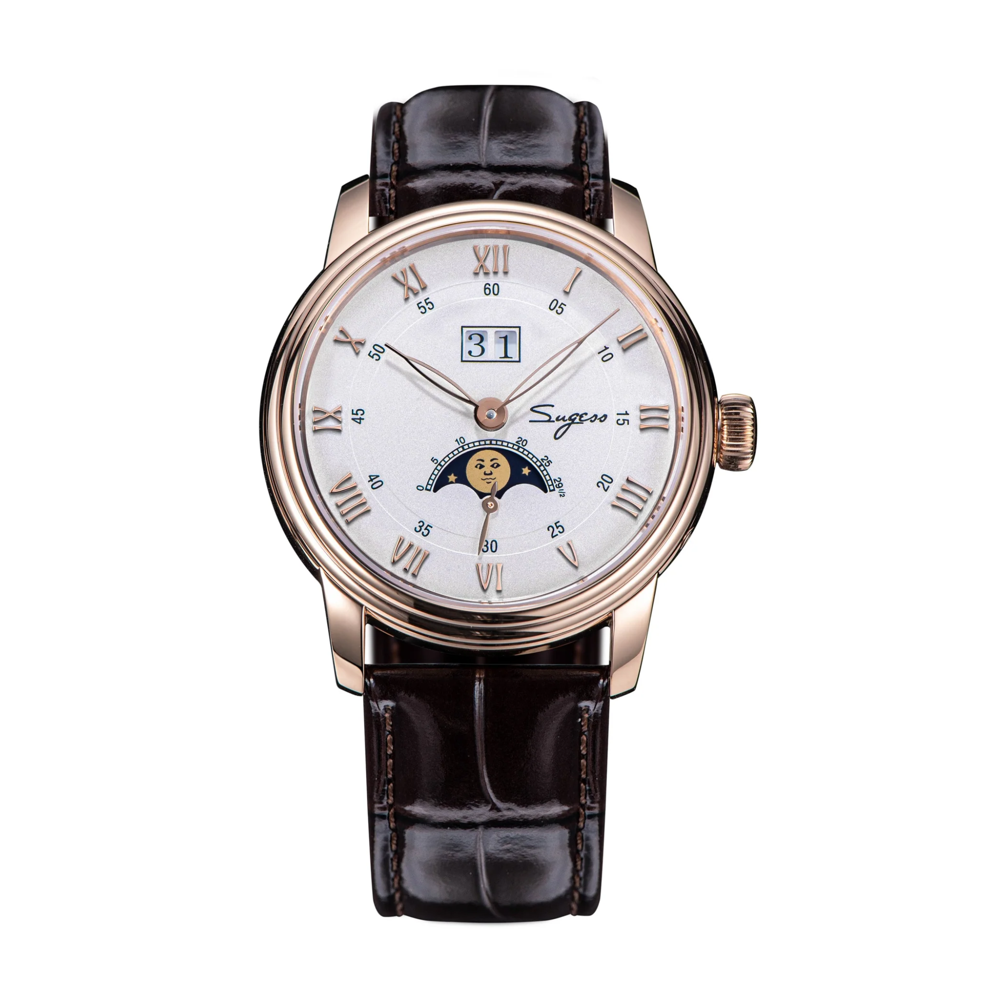 Sugess MoonPhase Master 437 Moon Phase Automatic Rose Gold - White Dial