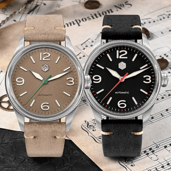 San Martin Carved Coin Bezel Retro Pilot Watch SN033 san martin watches india online