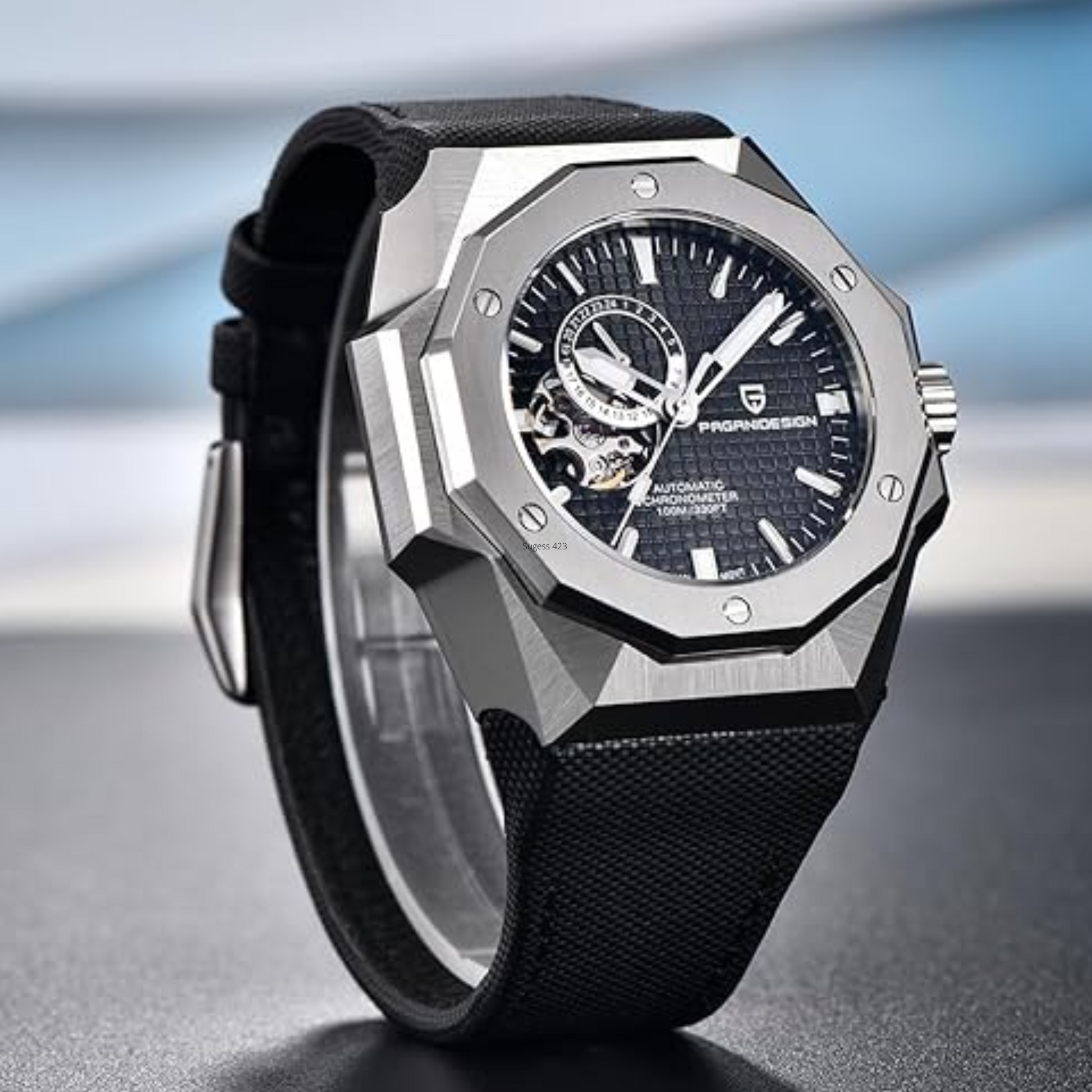 Pagani Design YS010 Men's Automatic Watch with NH39  Movement Leather Strap Waterproof Stylish and Unique Case Skeleton Face - Black