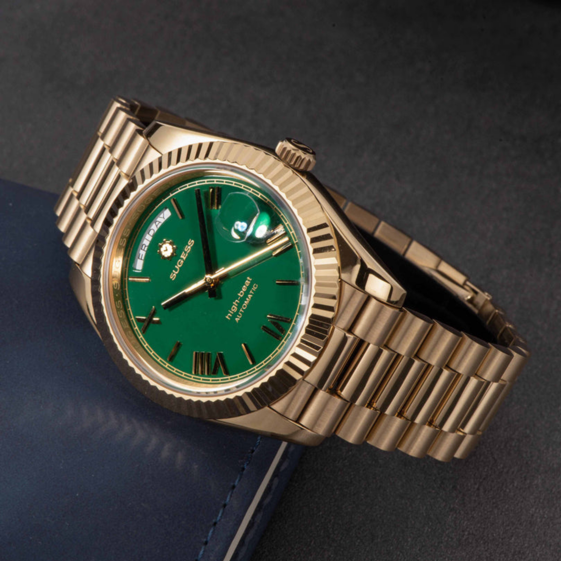 Sugess Heritage 433 DD Date and Day Display Gold