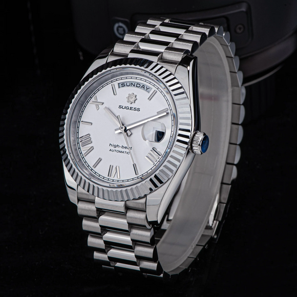 Sugess Heritage 433 DD Date and Day Display Stainless-Steel - White Dial