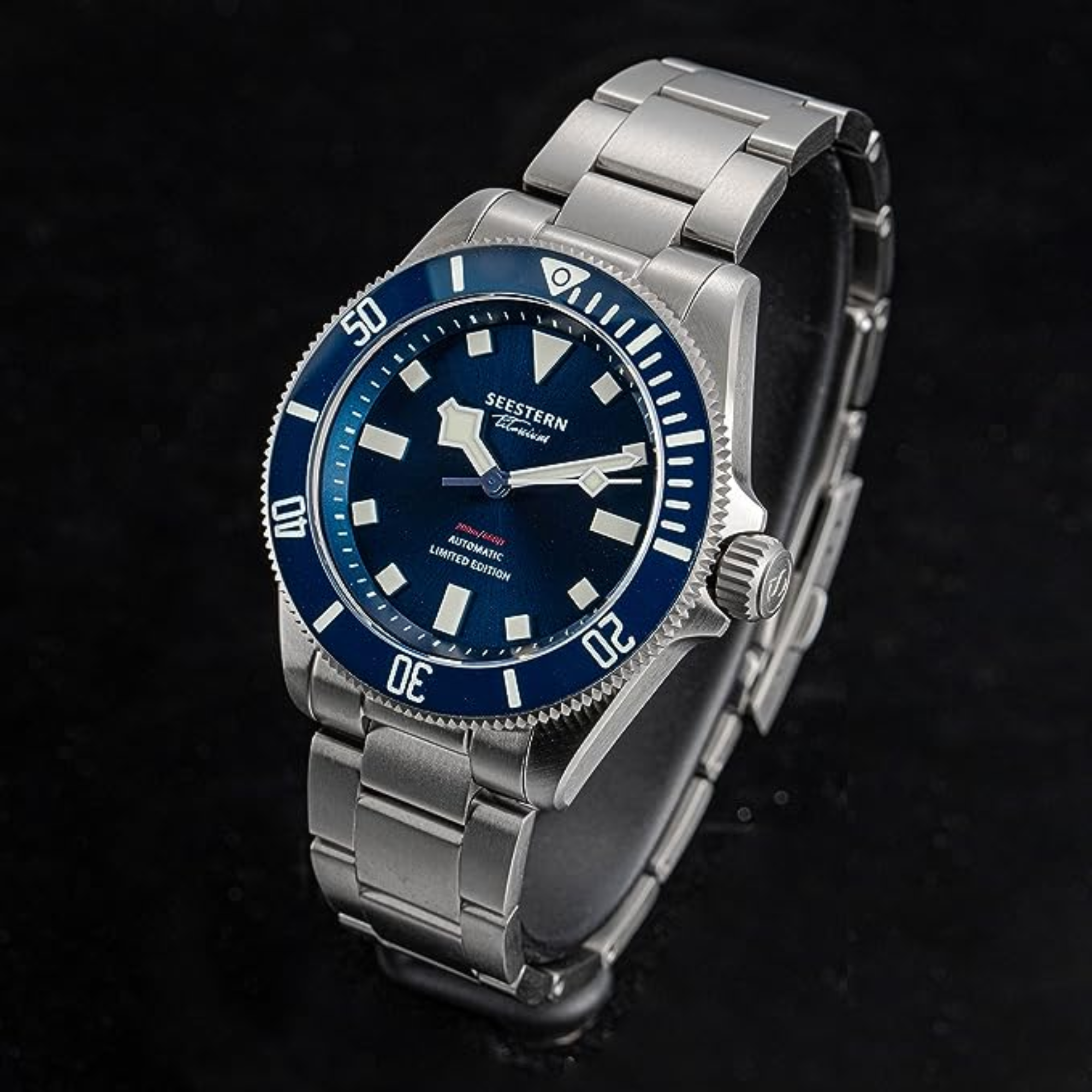 SEESTERN Titaniumn S430.2130.02 Genuine Professional 20ATM Diver Limited Edition Mens Sport Watch -  Blue
