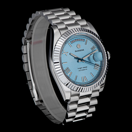 Sugess Heritage 433 DD Date and Day Display Stainless-Steel - Light Blue Dial