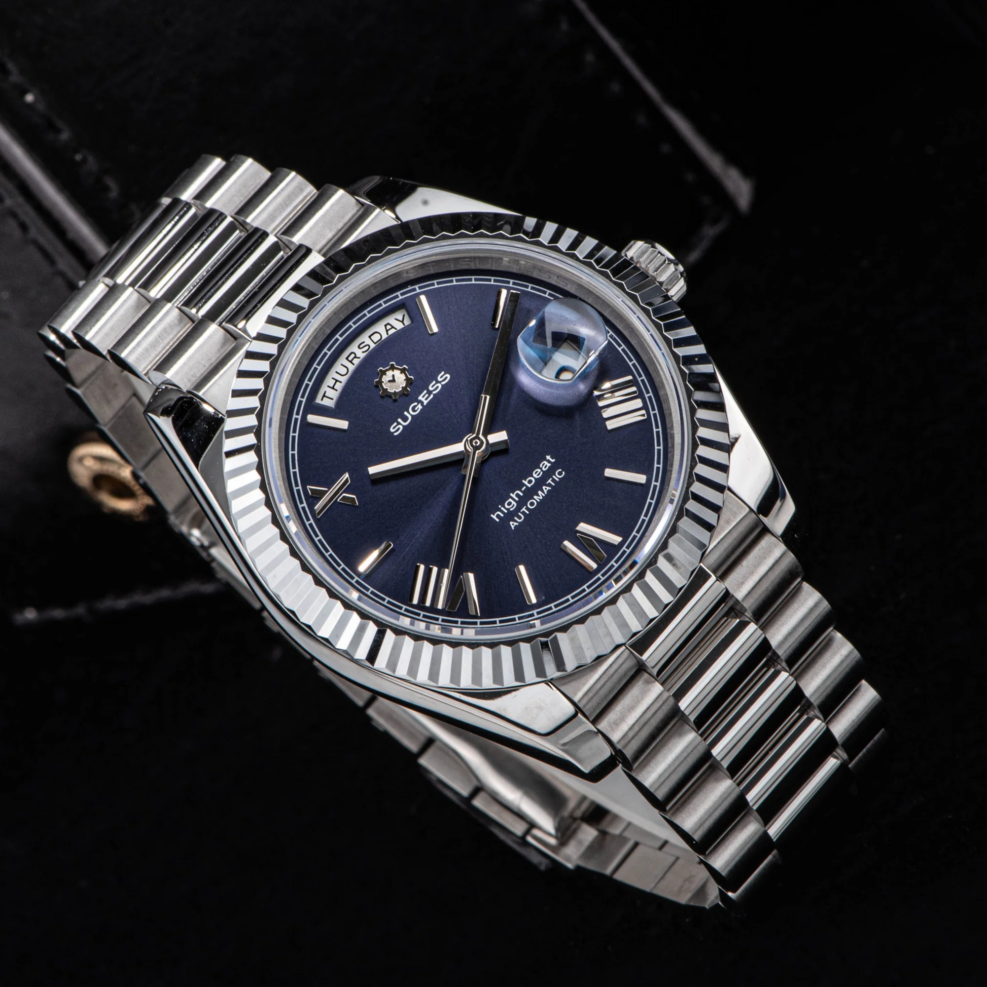 Sugess Heritage 433 DD Date and Day Display Stainless-Steel - Deep Blue Dial