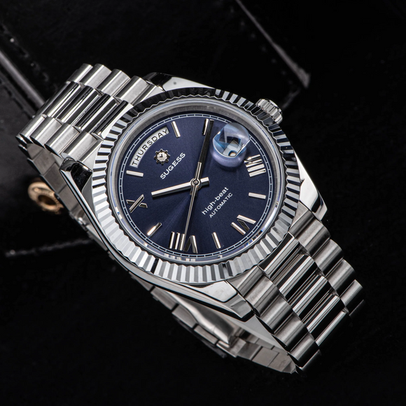 Sugess Heritage 433 DD Date and Day Display Stainless-Steel - Deep Blue Dial