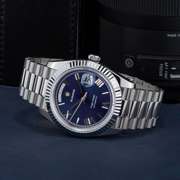 Sugess Heritage 433 DD Date and Day Display Stainless-Steel - Deep Blue Dial
