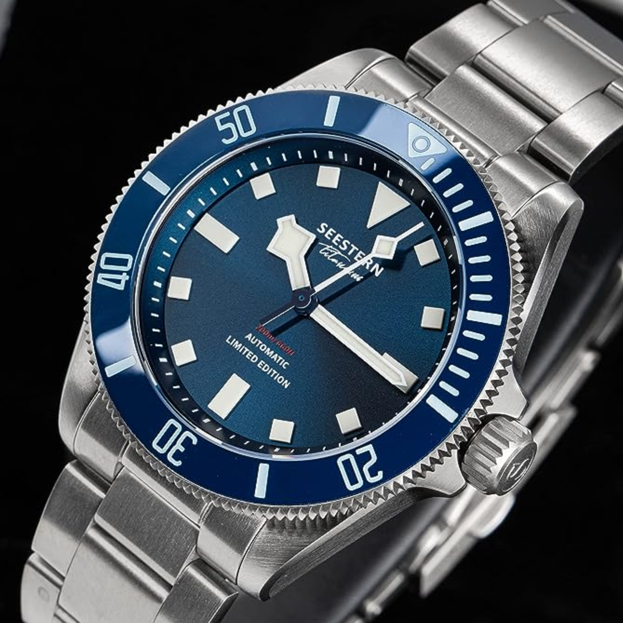 SEESTERN Titaniumn S430.2130.02 Genuine Professional 20ATM Diver Limited Edition Mens Sport Watch -  Blue