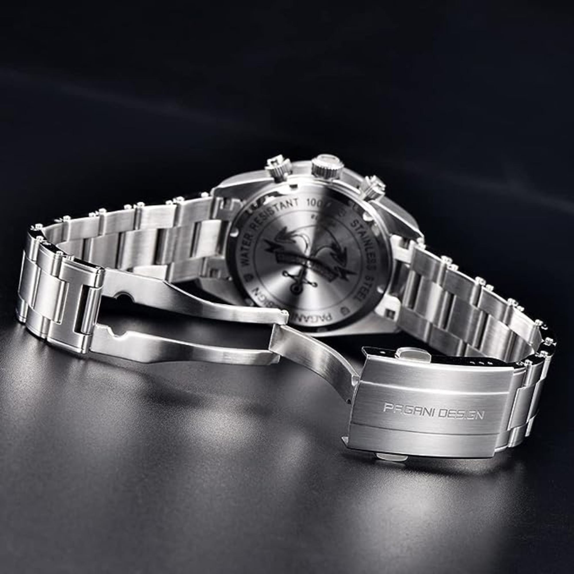 Pagani Design PD-1718 Panda Dial Men's Chronograph Watches Japan VK64 Movement Stainless Steel 100M Waterproof Men Fashion Casual Watch - White Dial
