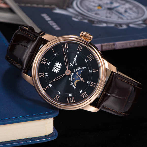 Sugess MoonPhase Master 437 Moon Phase Automatic Rose Gold - Black Dial