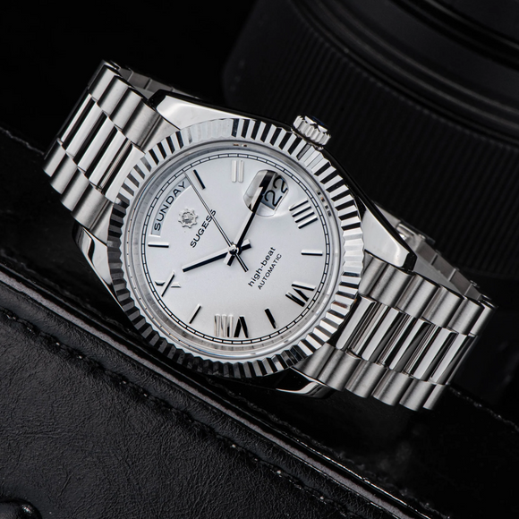 Sugess Heritage 433 DD Date and Day Display Stainless-Steel - White Dial