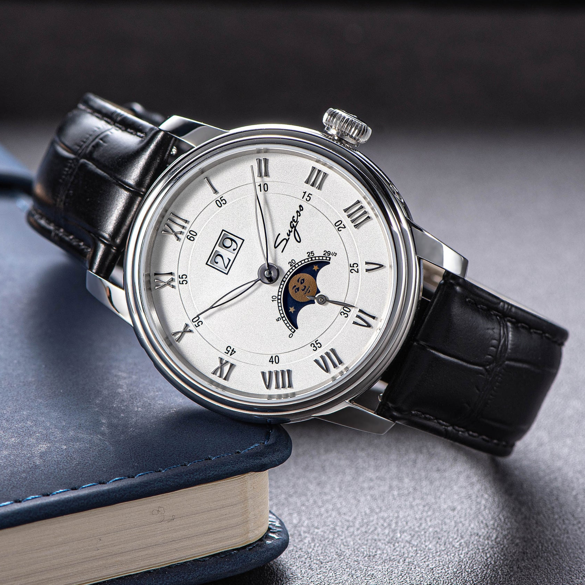 Sugess MoonPhase Master 437 Moon Phase Automatic Stainless-Steel - White Dial