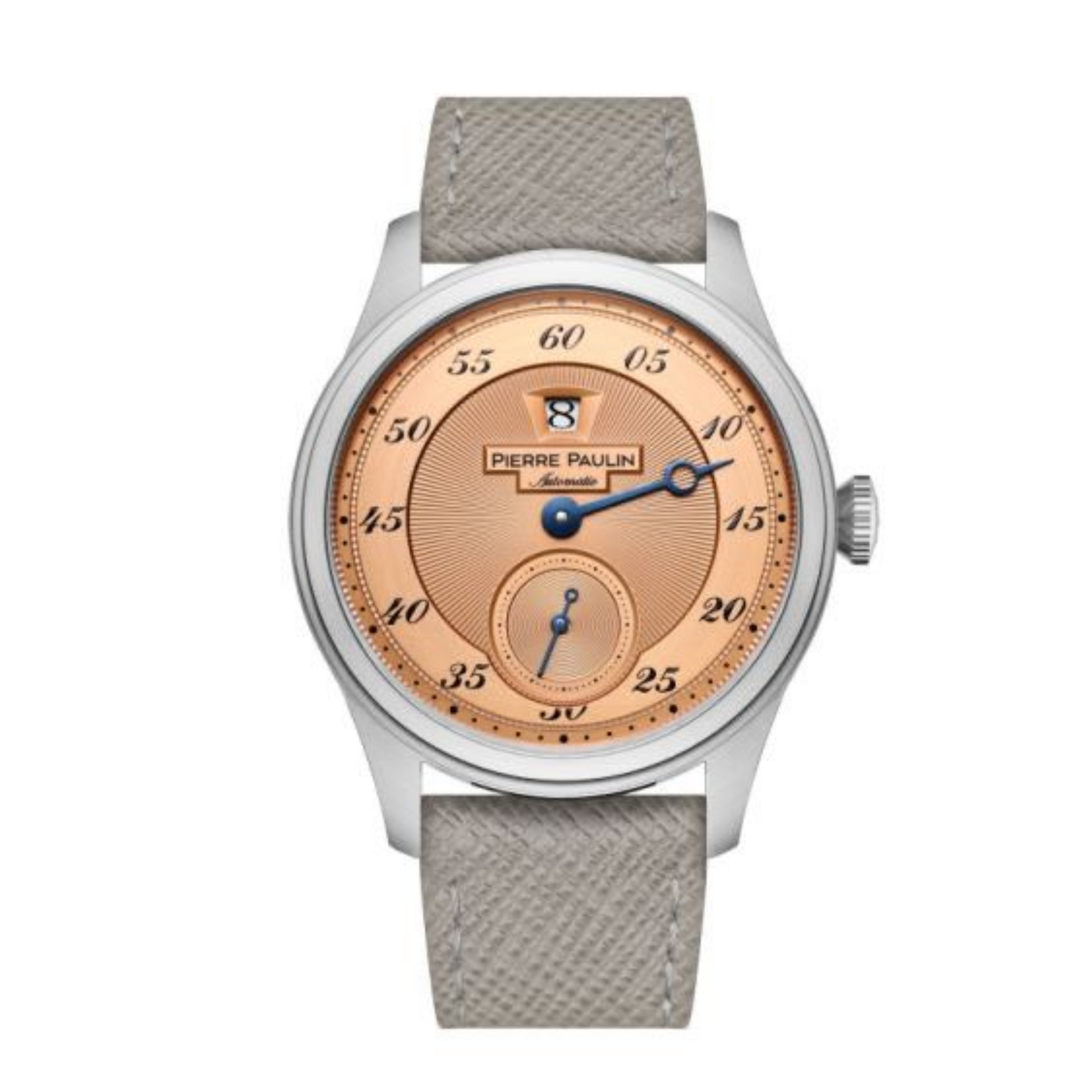 NEW Pierre Paulin Jumping Hour Automatic Seagull St17 mechanical watch steel watch Vintage Date Window - Salmon watch dream-watches.com india