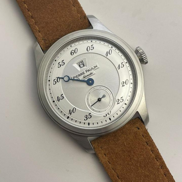 NEW Pierre Paulin Jumping Hour Automatic Seagull St17 mechanical watch steel watch Vintage Date Window - Silver watch dream-watches.com india