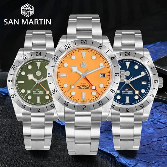 San Martin NH34 39mm BB GMT Watch SN054C - Green san martin watches india online