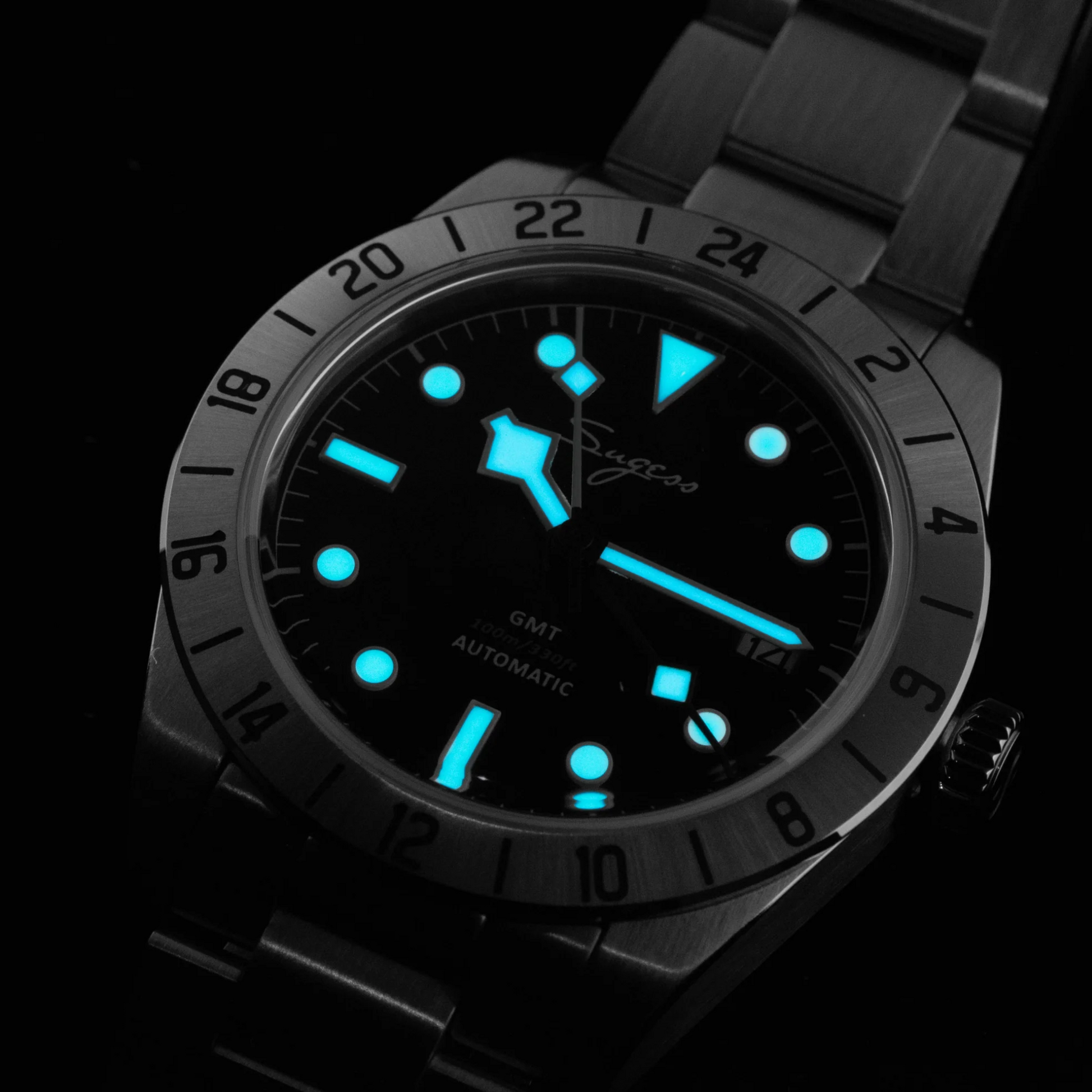 Heritage S431 BB GMT Seiko NH34 GMT movement - Black watch dream-watches.com india