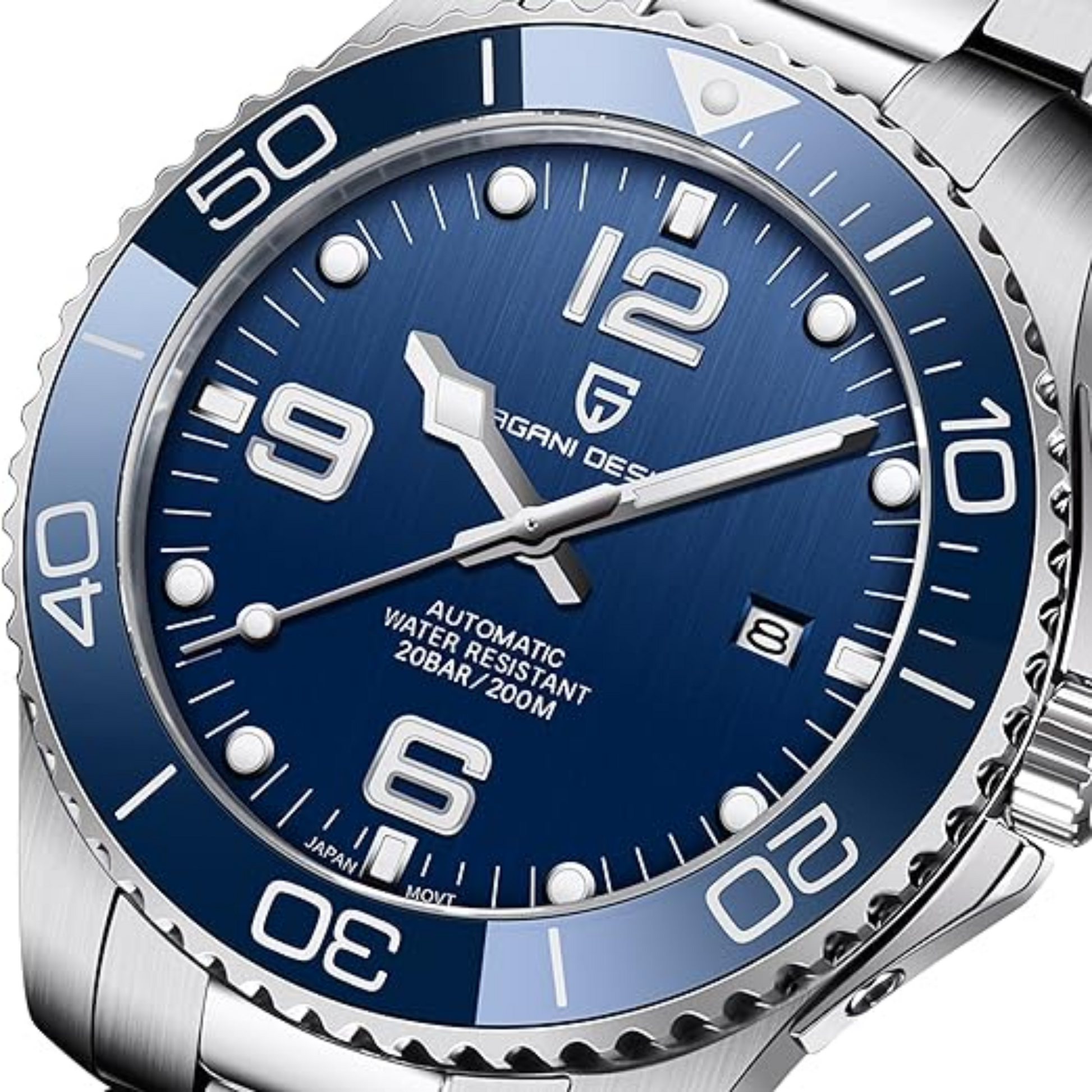 Pagani Design Men's Analogue Japanese Automatic Self-Wind Mechanical Watch with Stainless Steel Bracelet PD1702 - Blue Dial