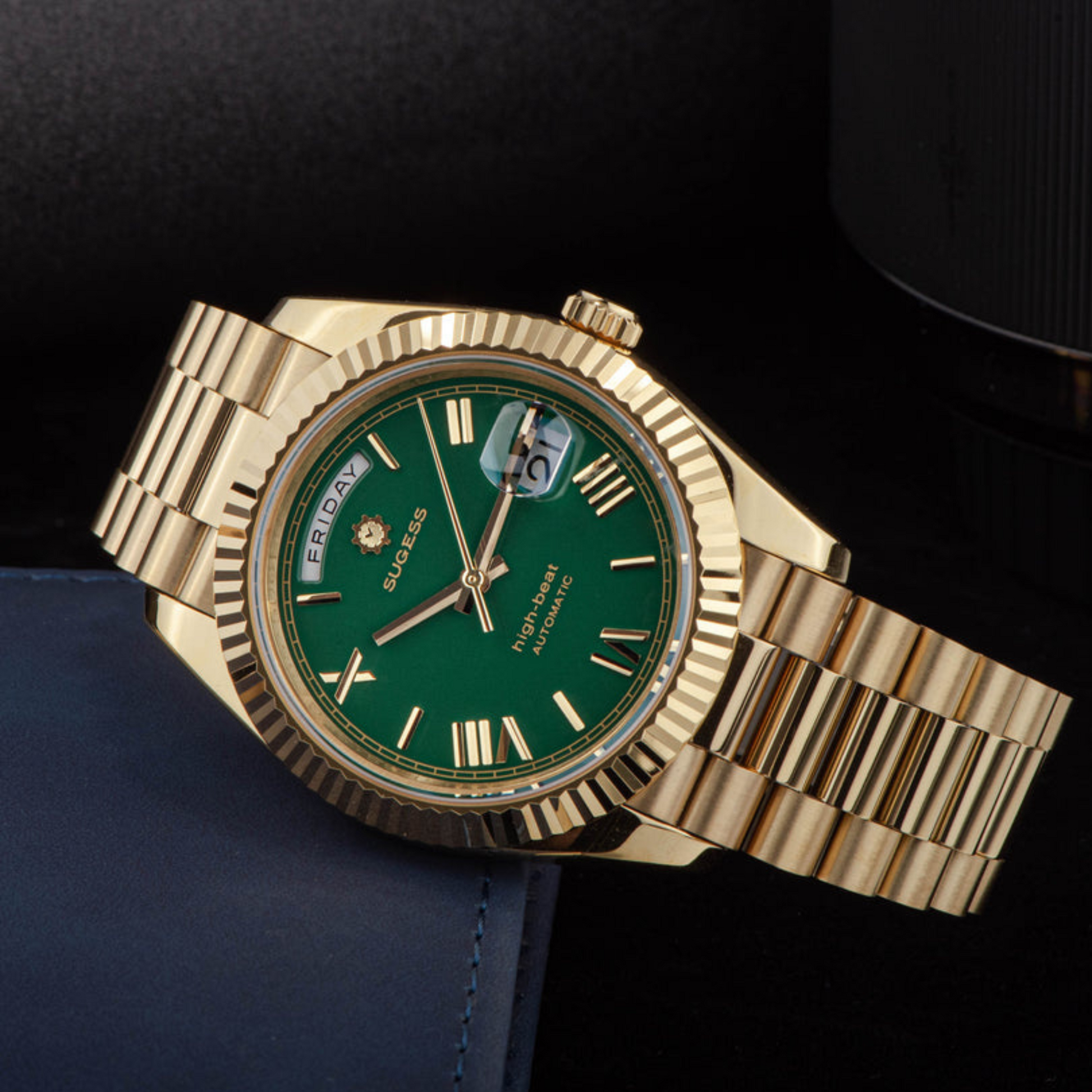 Sugess Heritage 433 DD Date and Day Display Gold