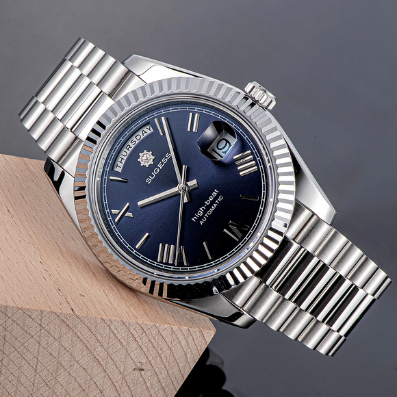 Sugess Heritage 433 DD Date and Day Display Stainless-Steel - Deep Blue Dial