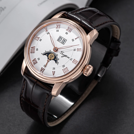 Sugess MoonPhase Master 437 Moon Phase Automatic Rose Gold - White Dial