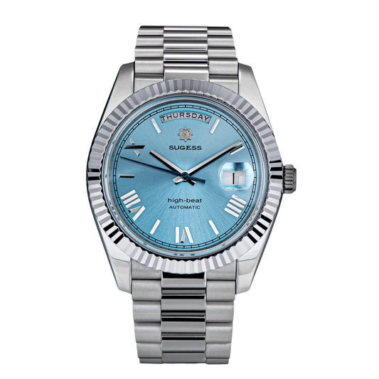 Sugess Heritage 433 DD Date and Day Display Stainless-Steel - Light Blue Dial