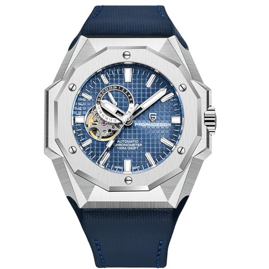 Pagani Design YS010 Men's Automatic Watch with NH39  Movement Leather Strap Waterproof Stylish and Unique Case Skeleton Face - Blue