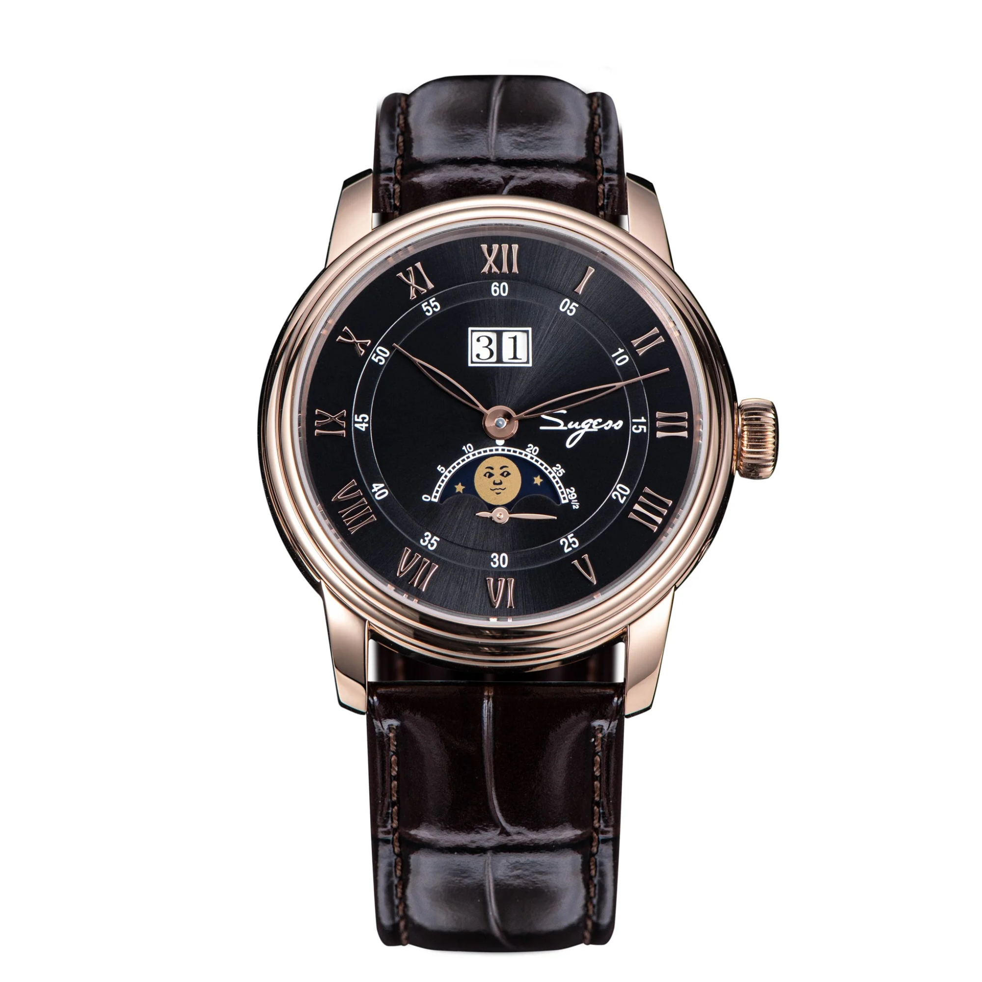 Sugess MoonPhase Master 437 Moon Phase Automatic Rose Gold - Black Dial