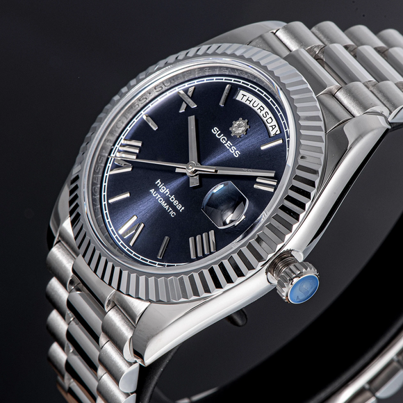 Sugess Heritage 433 DD Date and Day Display Stainless-Steel - Deep Blue Dial