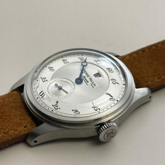 NEW Pierre Paulin Jumping Hour Automatic Seagull St17 mechanical watch steel watch Vintage Date Window - Silver watch dream-watches.com india