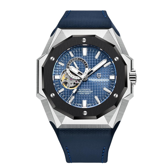 Pagani Design YS010 Men's Automatic Watch with NH39  Movement Leather Strap Waterproof Stylish and Unique Case Skeleton Face - Blue