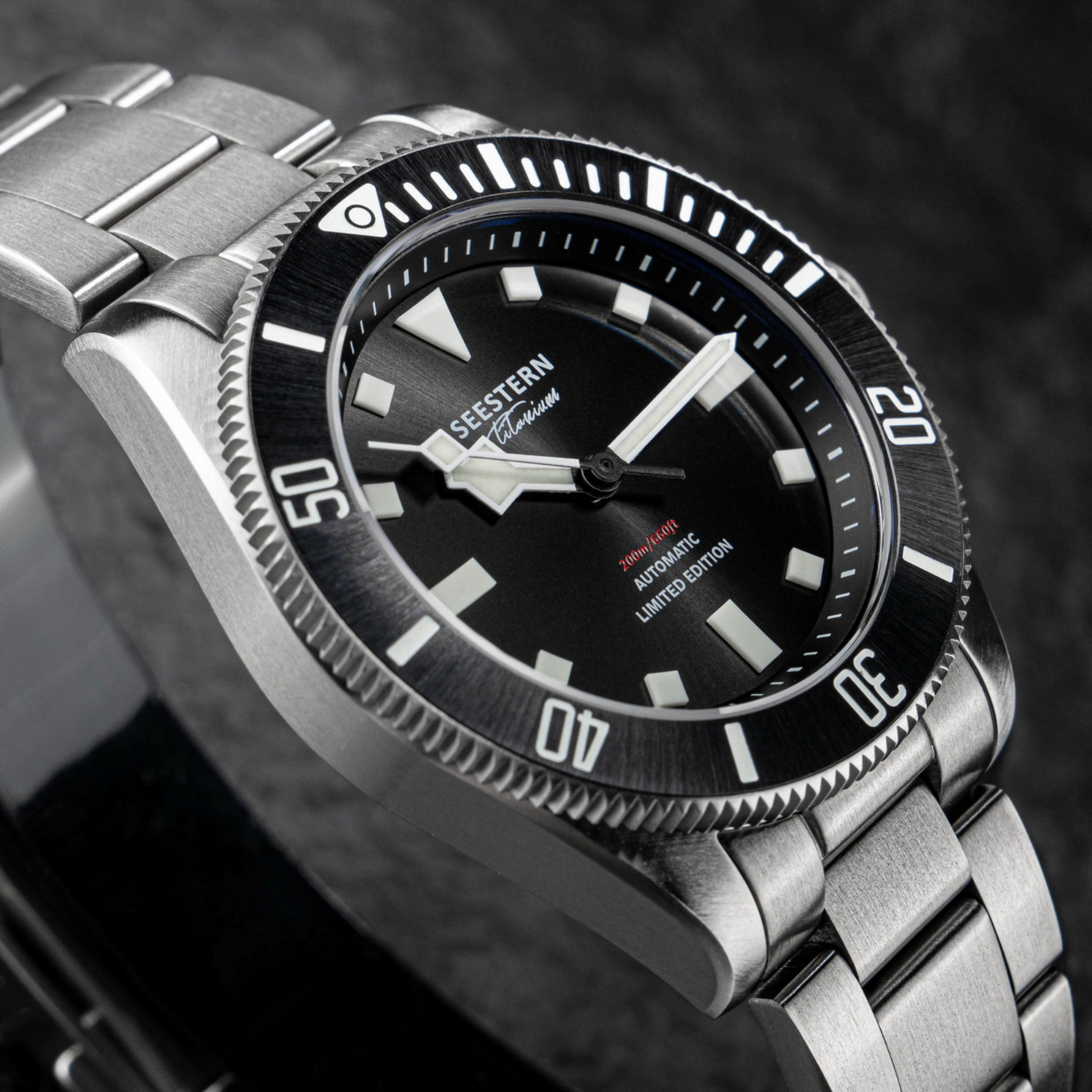 SEESTERN S430 Titanium Diver Watch for Men Automatic Mechanical Wristwatch NH38 Movement Sapphire Glass 20ATM Waterproof Luminous New - Black