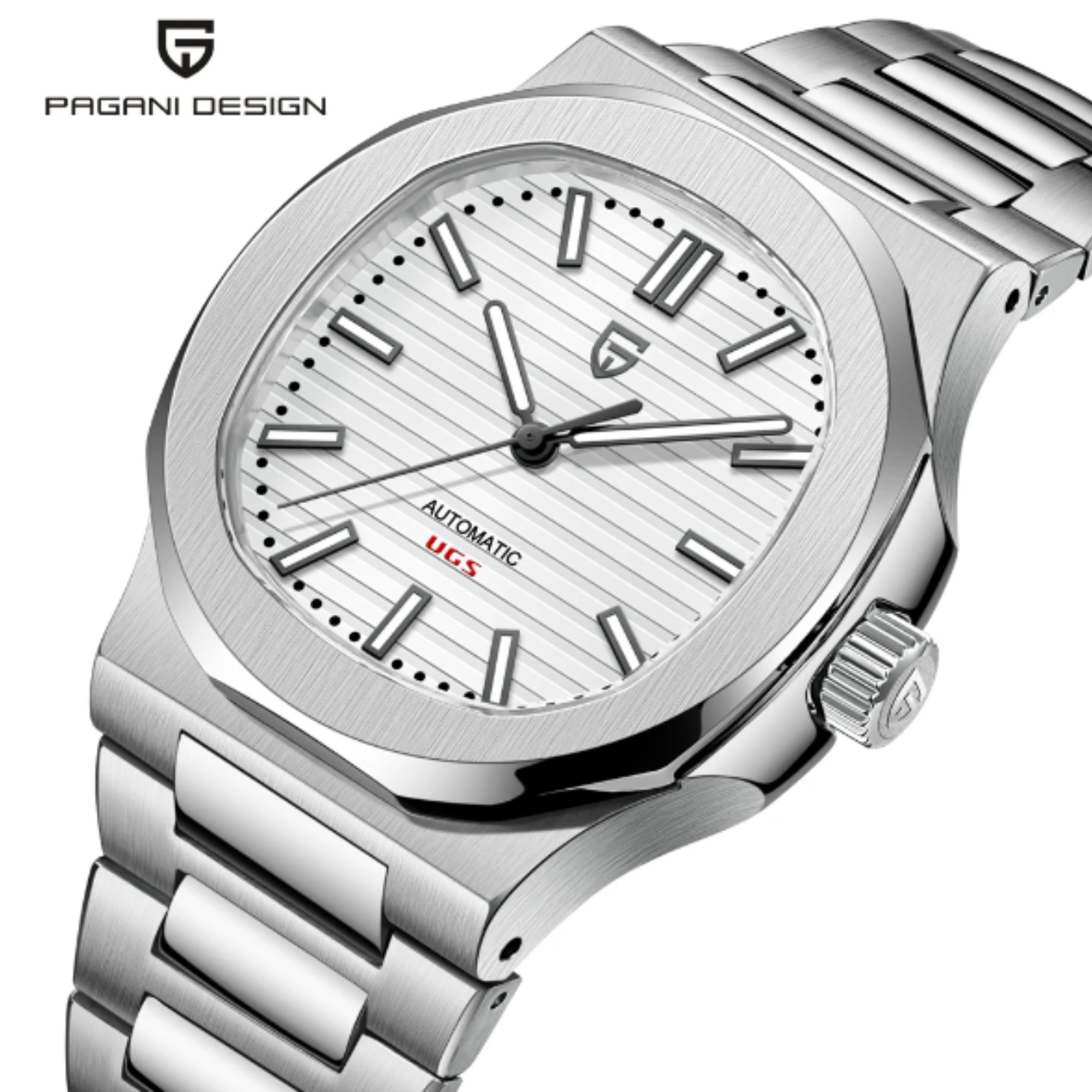 Pagani Design PD-1728 Nautilus Homage Automatic Movement (ST6) | Stainless Steel Dial Men's 40MM Watch | White Dial